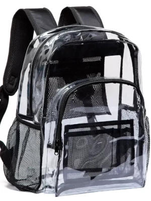 LARGE HEAVYDUTY CLEAR BACKPACK .5MM Transparent PVC School Stadium Book See Thru